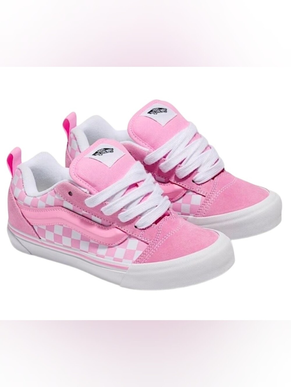 Vans Kids Pink & White Checkerboard Sneakers Lace-Up Size 4 Junior